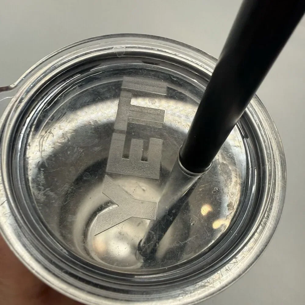 Yeti 40 oz Stainless Steel Tumbler Dad's Drink Hands Off Travel Mug Straw EUC